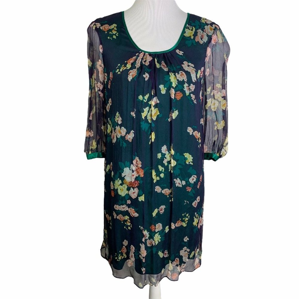 WALTER  Floral Print Silk Chiffon Shift Dress